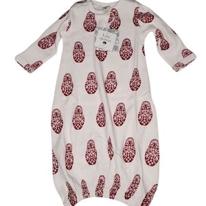 NWT Kate Quinn Button Sacque White|Red Nesting Dolls Baby Girls 0-3 Months